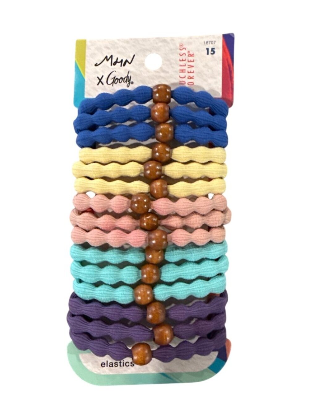15pc Morgan Harper Nichols MHN X Goody Ouchless Forever Hair Elastics+Wood Beads